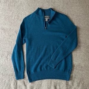 Extrafine merino wool quarter zip sweater